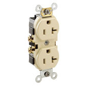 CR20-O 1-Phase Duplex Indented Face Self-Grounding Straight Blade Receptacle, 125 V AC, 20 A, 2 Poles, 3 Wires, Orange