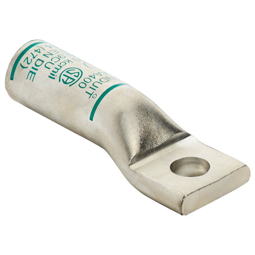 LAA350-12-2 Pan-Lug 1-Hole Dual Rated Compression Lug, 350 kcmil Stranded Aluminum/Copper Conductor, Die Code: P87, 1/2 in Stud, Aluminum