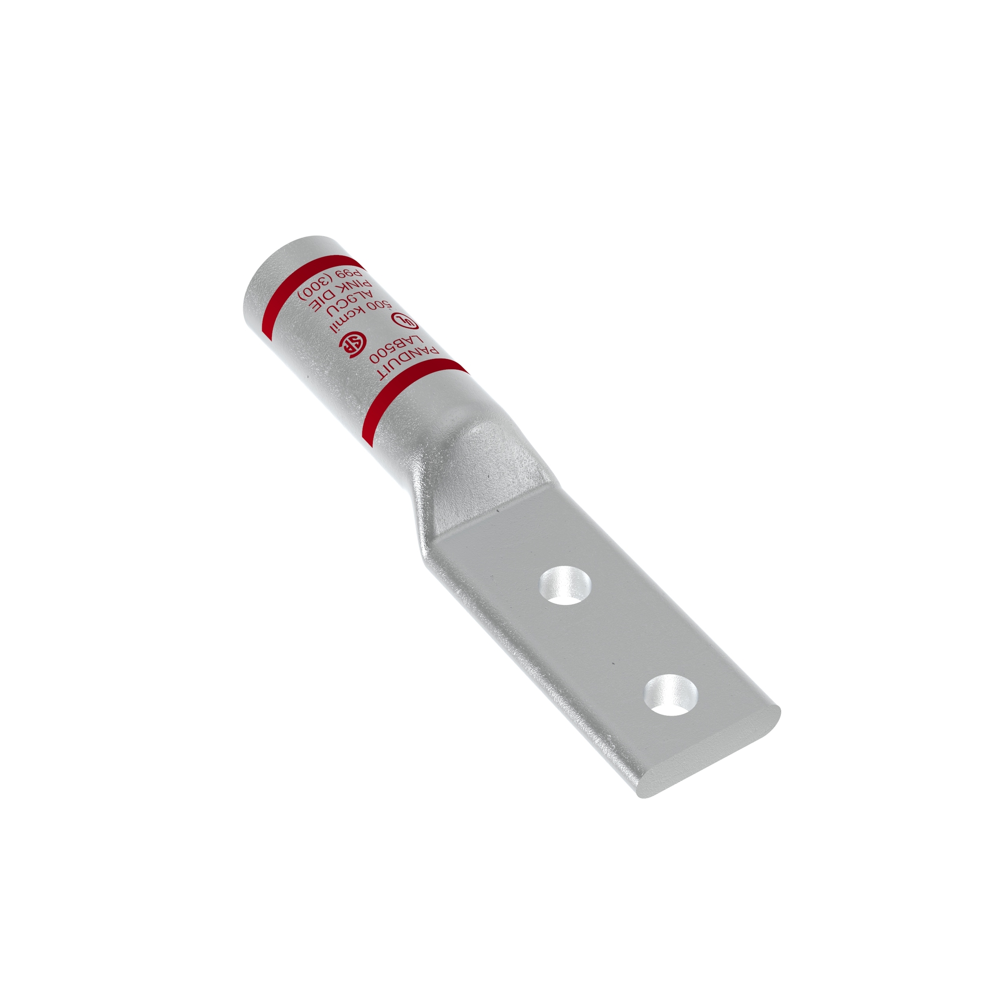 LAB2/0-12-5 Pan-Lug 2-Hole Dual Rated Compression Lug, 2/0 AWG Stranded Aluminum/Copper Conductor, Die Code: P54, 42.767 in Stud, Aluminum