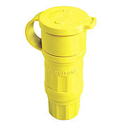 15W33 1-Phase Cable Mount Grounding Watertight Straight Blade Connector, 125 V AC, 20 A, 2 Poles, 3 Wires, Yellow