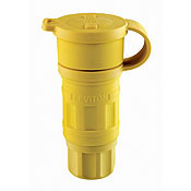25W47 1-Phase Grounding Watertight Cable Mount Locking Connector, 125 V AC, 15 A, 2 Poles, 3 Wires, Yellow