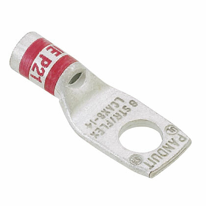 LCAX4-56-L Pan-Lug 1-Hole Compression Connector Lug, 3 AWG, 4 AWG, 5 AWG Flexible Copper Conductor, Die Code: P29, 42.491 in Stud, Tin Plated Copper