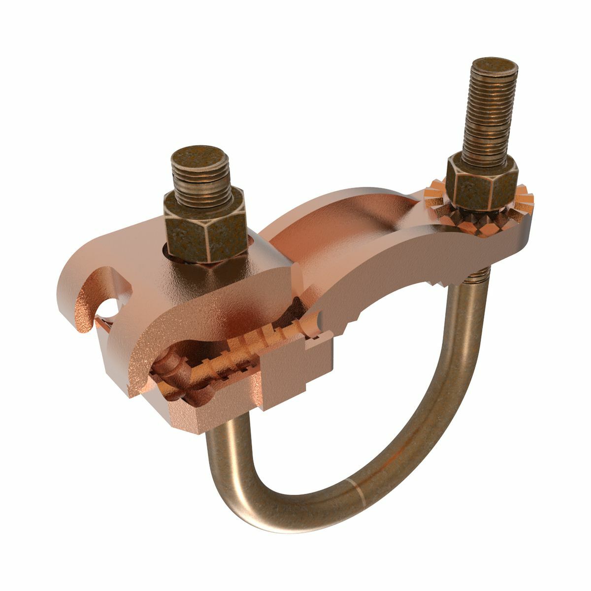 GAR3903BU GAR-BU Mechanical Grounding Connector, 1-1/4 to 2 in Rod, 4 to 4/0 AWG Conductor, Copper Alloy