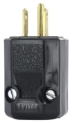 5266-N Cable Mount Grounding Straight Blade Plug, 125 VAC, 15 A, 2 Poles, 3 Wires, Black
