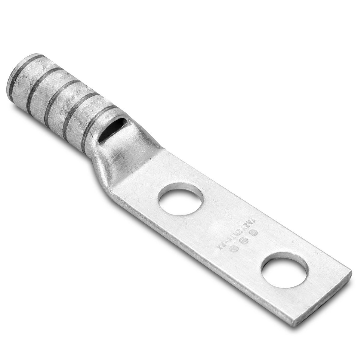 YAV2CL2TC14E1FX YAV-L-2TC-FX 2-Hole Compression Lug With Inspection Window, 2 AWG Flexible/Solid/Stranded Copper Conductor, Die Code: 10, 1/4 in Stud, Copper