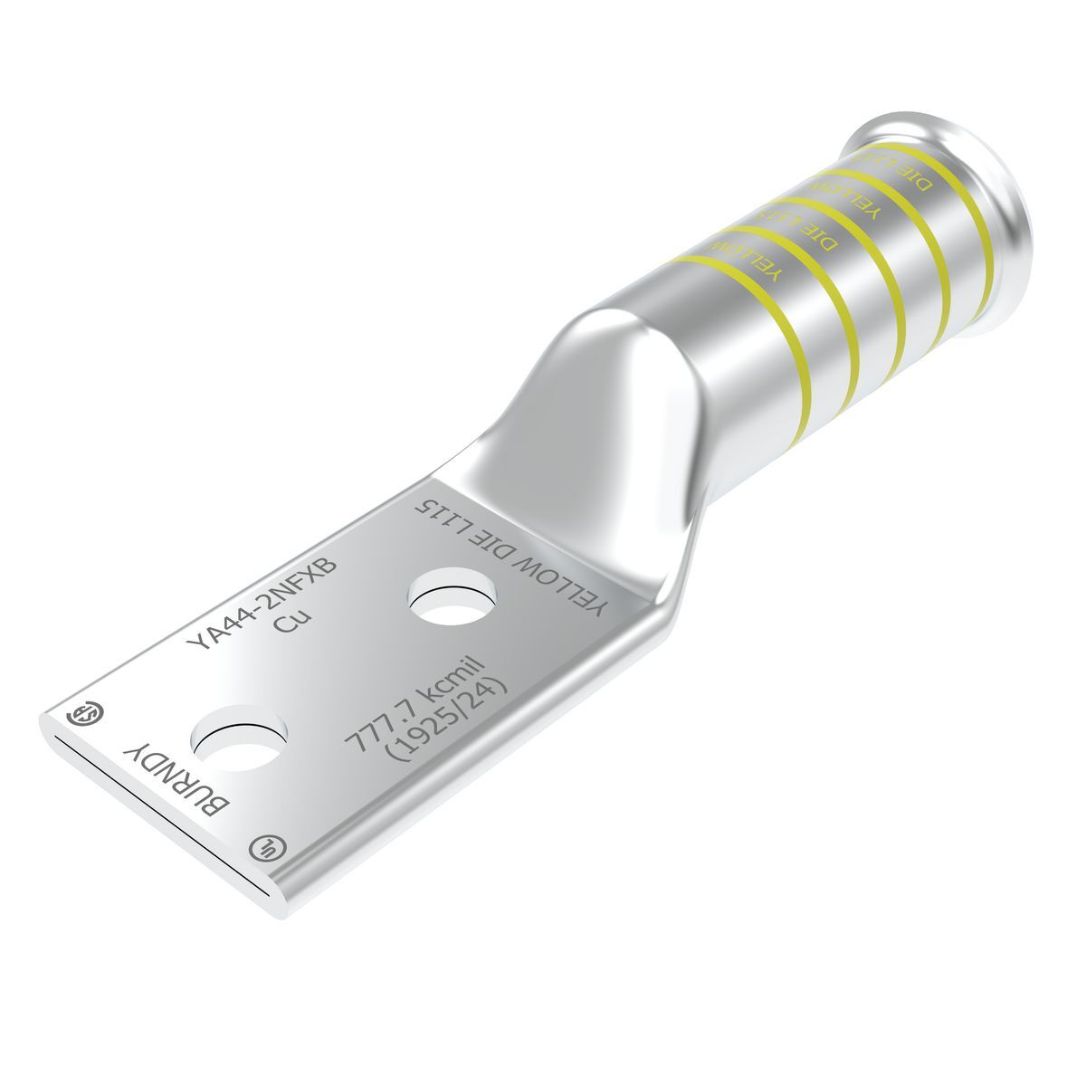 YA442NFXB YA-N-FX 2-Hole Compression Lug, 777.7 kcmil Flexible Copper Conductor, Die Code: L115, 1/2 in Stud, Tin Plated Copper