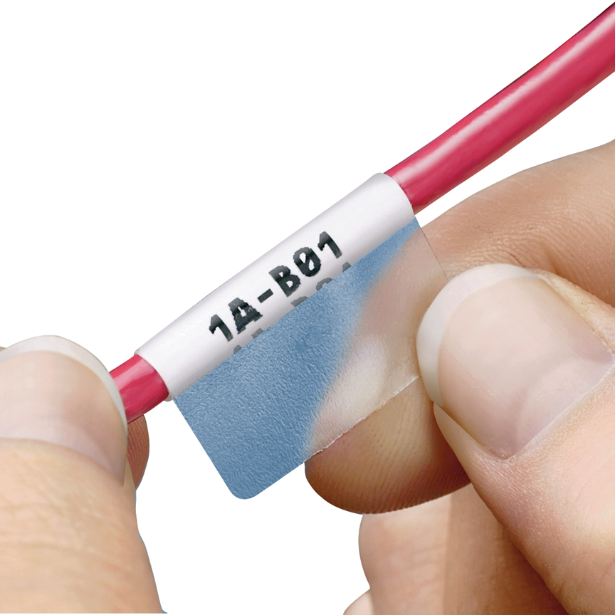 S050X125YAJ Pan-Code Self-Laminating Label, 1-1/4 in L x 1/2 in W, Without Imprint Legend, White, Polyester