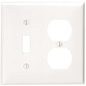 80705-E Standard Size Combination Wall Plate, 2 Gangs, 4.56 in W x 4.5 in H, Thermoplastic, Black