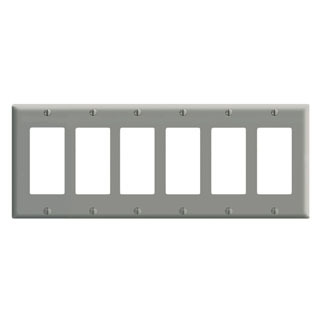 80436-GY Decora Standard Size Wall Plate, 6 Gangs, 11.8 in W x 4.5 in H, Thermoset, Gray