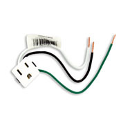 1374-1W Snap-In Grounding Straight Blade Receptacle, 125 V AC, 15 A, 2 Poles, 3 Wires, White