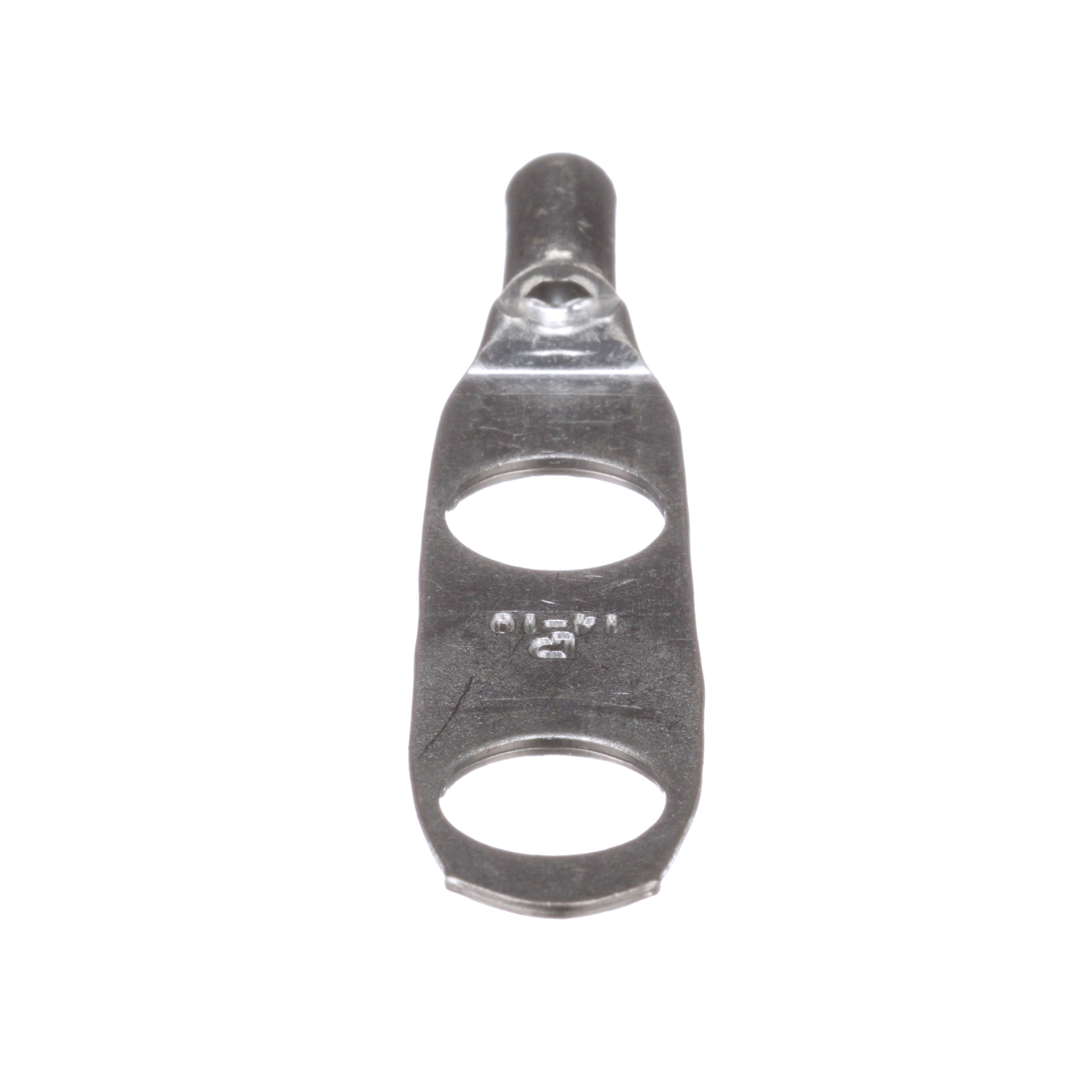 LCD10-38D-L Pan-Lug 2-Hole Compression Lug Connector With Inspection Window, 14 to 10 AWG, 12 to 10 AWG Solid/Stranded Copper Conductor, 3/8 in Stud, Tin Plated Copper