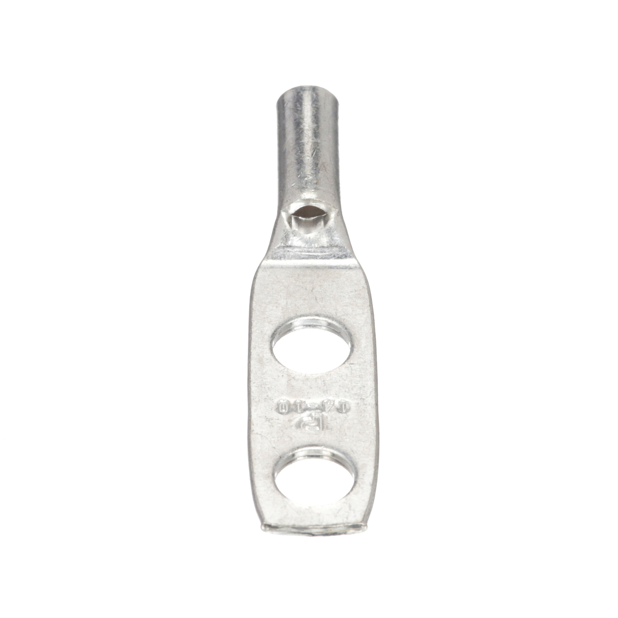 LCC10-14AW-L Pan-Lug LCC-W 2-Hole Compression Connector Lug With Inspection Window, 14 to 10 AWG, 12 to 10 AWG Solid/Stranded Copper Conductor, 1/4 in Stud, Tin Plated Copper