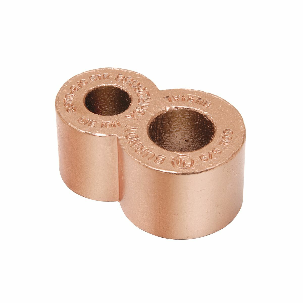 YGHR29C100 Type YGHR-C Irreversible Compression Ground Rod Tap Connector, 4/0 AWG to 250 kcmil Max Run/Tap, 1 in Rod, Figure 8 Shape, Copper