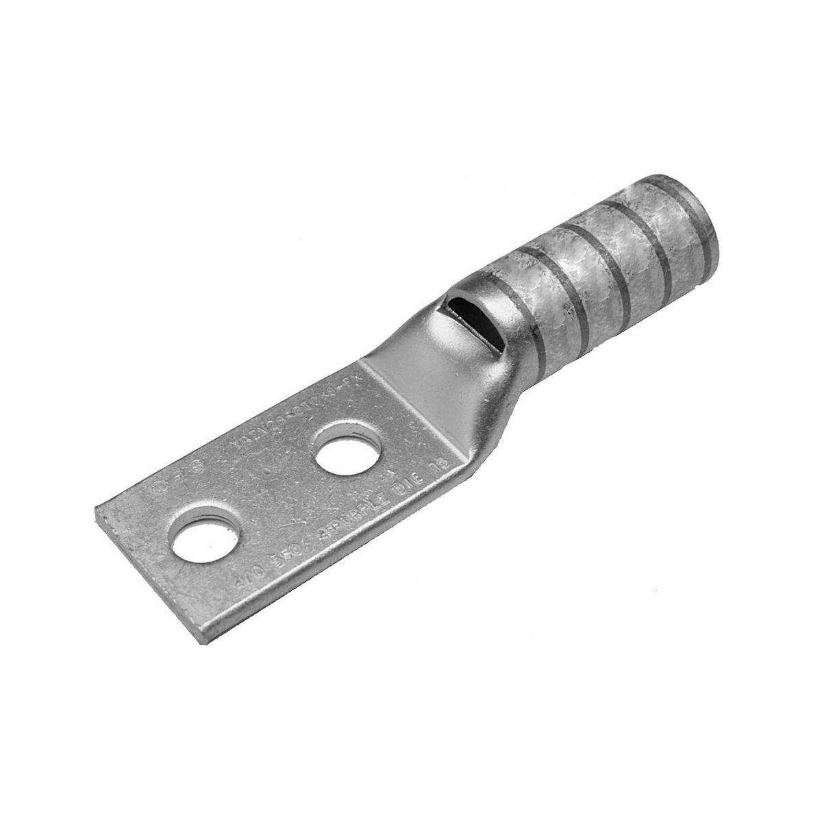 YAZ382NTCFX YAZ-FX 2-Hole Compression Lug With Inspection Window, 535.3 kcmil Flexible Copper Conductor, Die Code: L99, 1/2 in Stud, Tin Plated Copper