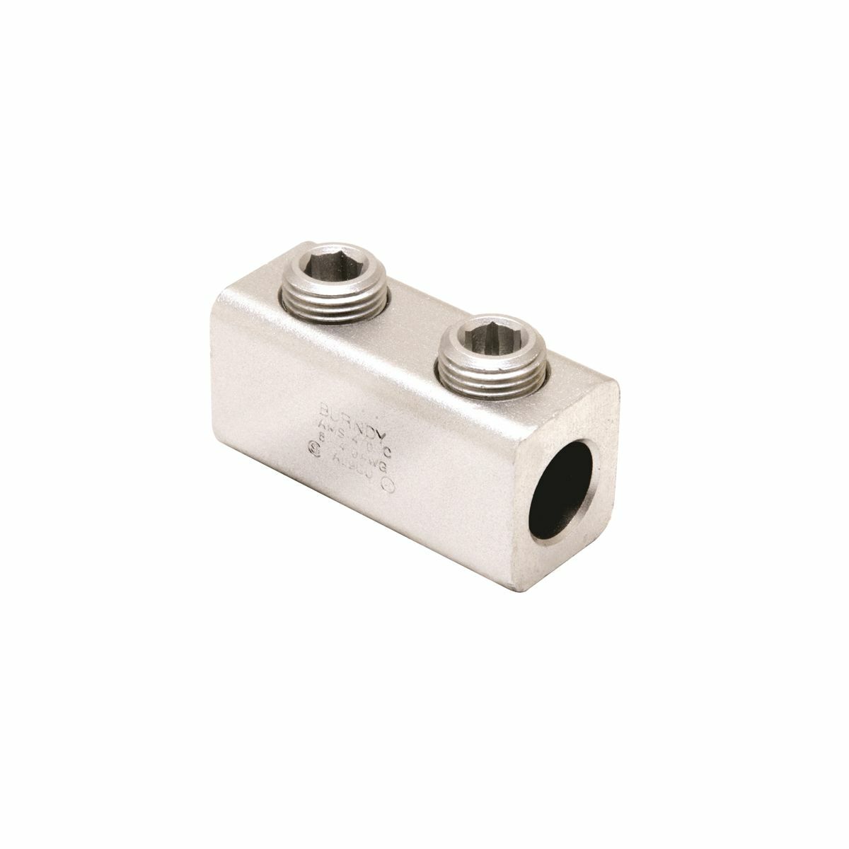 AMS4/0 Dual Rated Non-Insulated Mechanical Splicer/Reducer Connector, 6 to 4/0 AWG Solid/Stranded Aluminum/Copper Conductor, 2 Screws, Aluminum