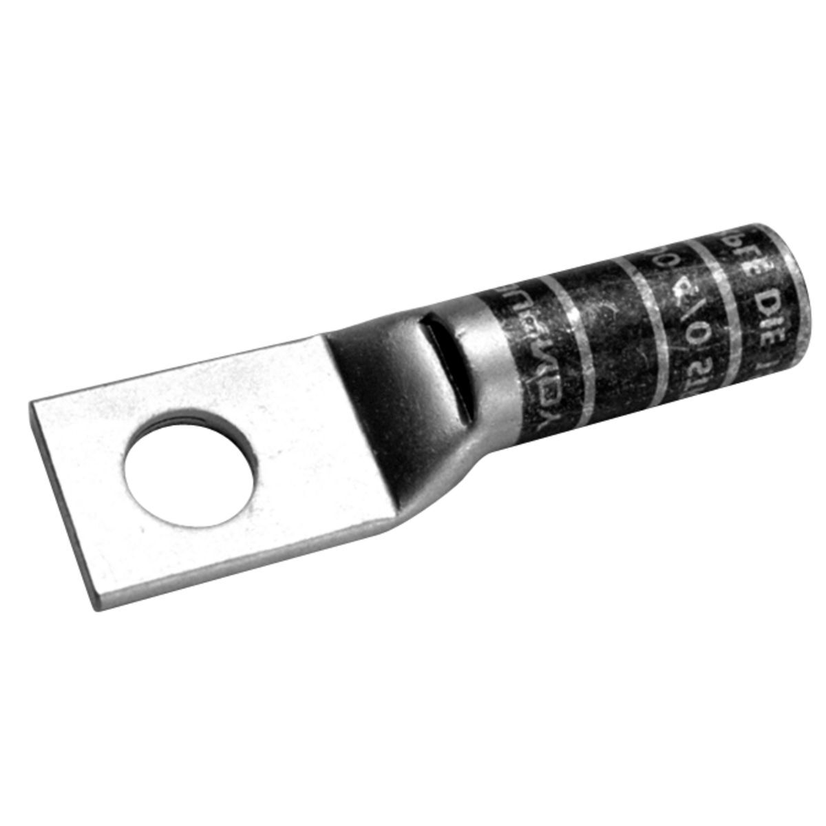 YAZV25TC38FX 1-Hole Compression Lug Inspection Window With Inspection Window, 1/0 AWG Stranded Copper Conductor, Die Code: 12/348, 3/8 in Stud, Tin Copper