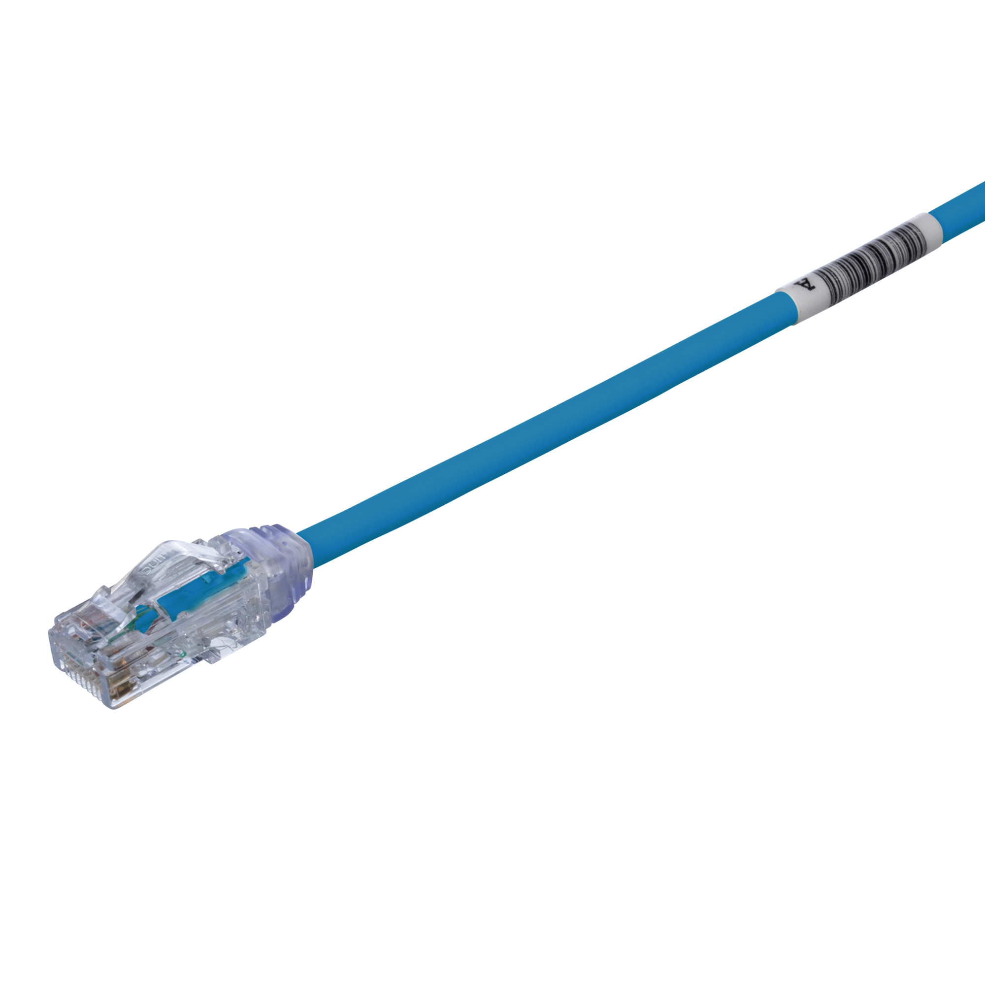 UTP28X1BU PanNet TX6A-28 Small Diameter Patch Cord, Cat 6A, 28 AWG F/UTP Solid Copper Conductor, RJ45 Modular Plug Connector, 1 ft L Cord