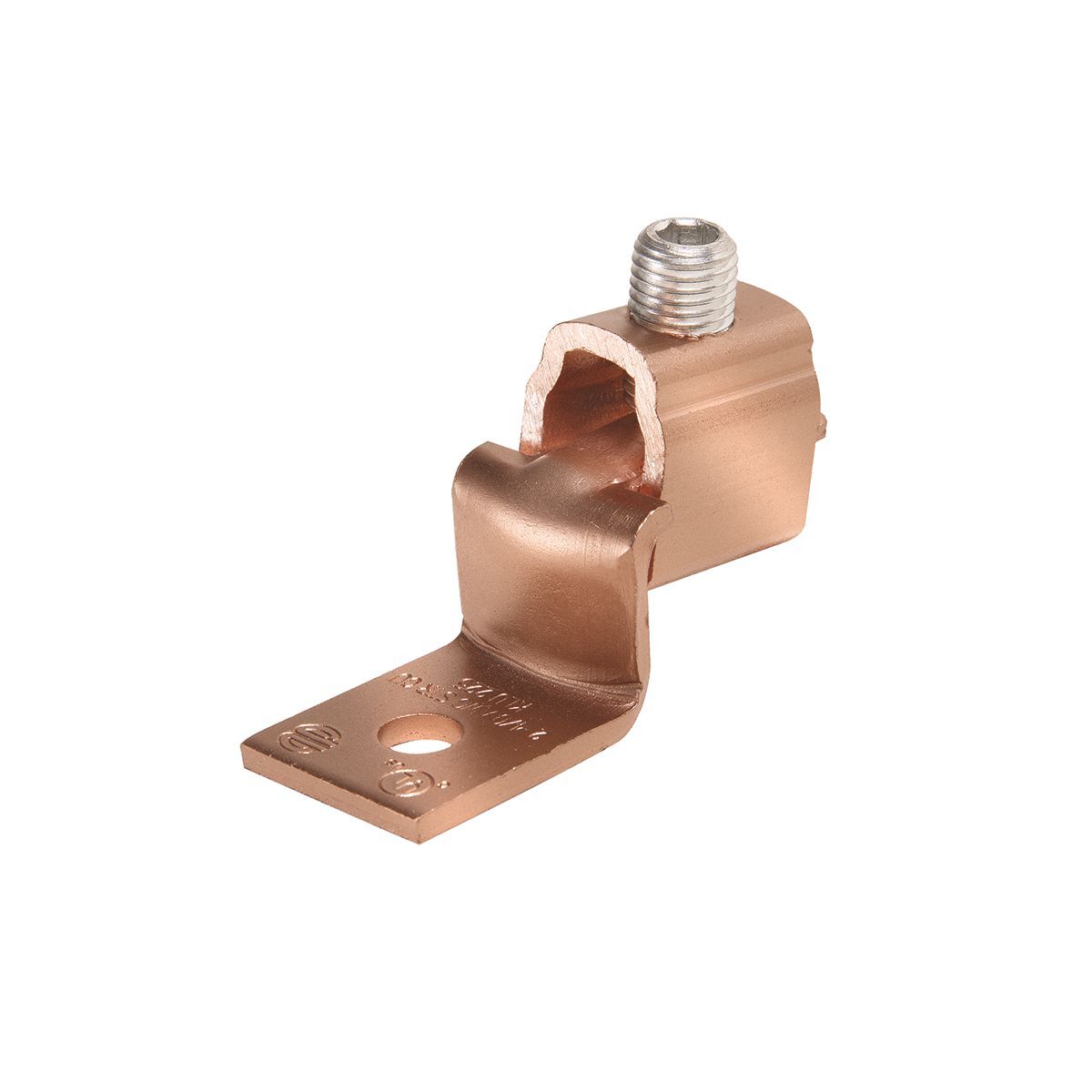 KLU70 Mechanical Terminal Lug, 8 to 2 AWG Stranded Solid Copper Conductor, 1/4 in Stud, 1 Bolt Holes, Copper Alloy