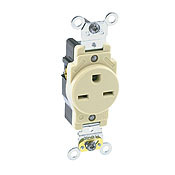 5661 1-Phase Heavy Duty Single Straight Blade Receptacle, 250 V AC, 15 A, 2 Poles, 3 Wires, Brown