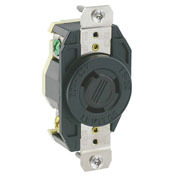 2320-B Grounding Locking Receptacle, 250 V AC, 20 A, 2 Poles, 3 Wires, Black