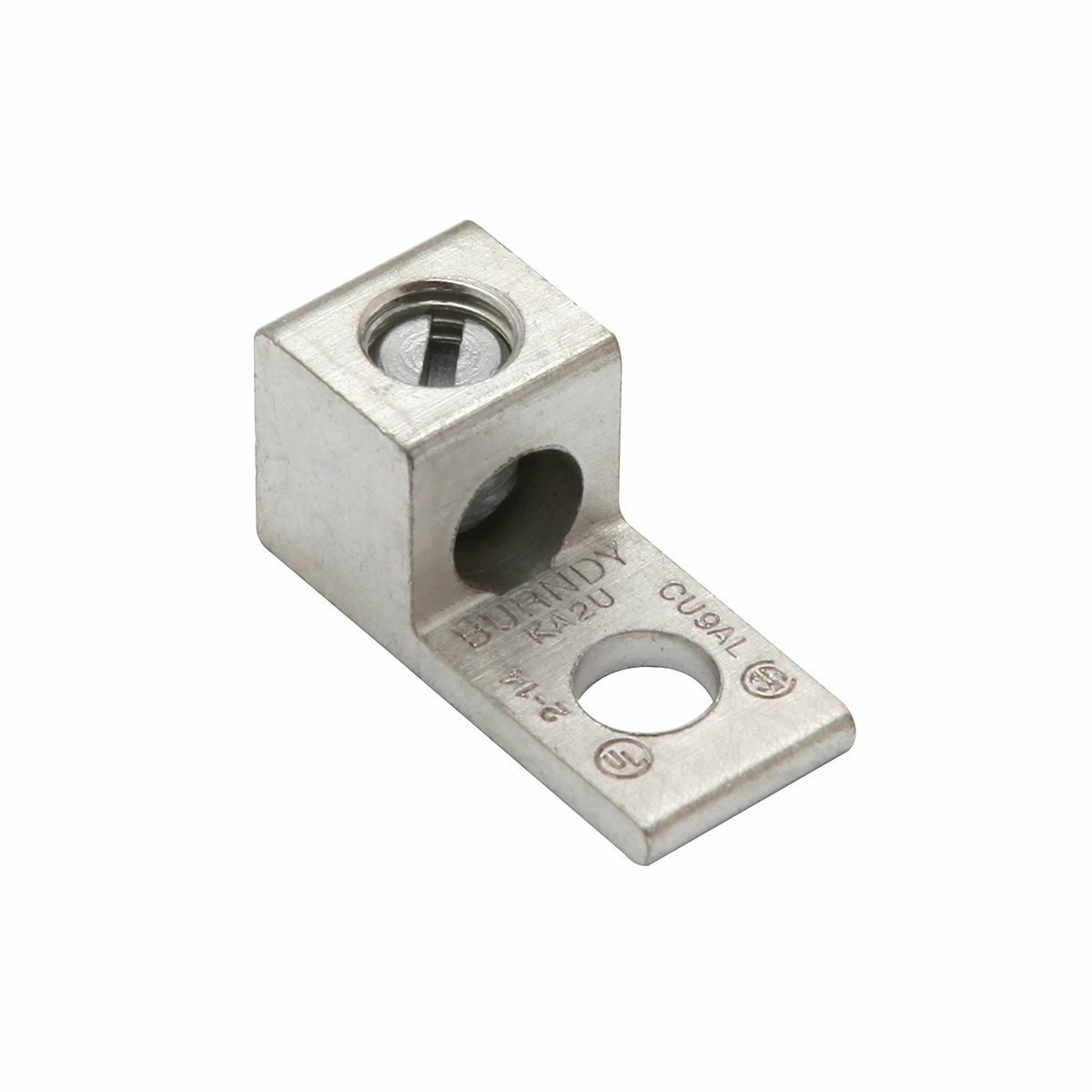 KA6U KA-U Dual Rated Universal Mechanical Bolted Lug and Terminal, 14 to 6 AWG Conductor Copper/Stranded Aluminum Conductor, 1/4 in Stud, 1 Bolt Holes