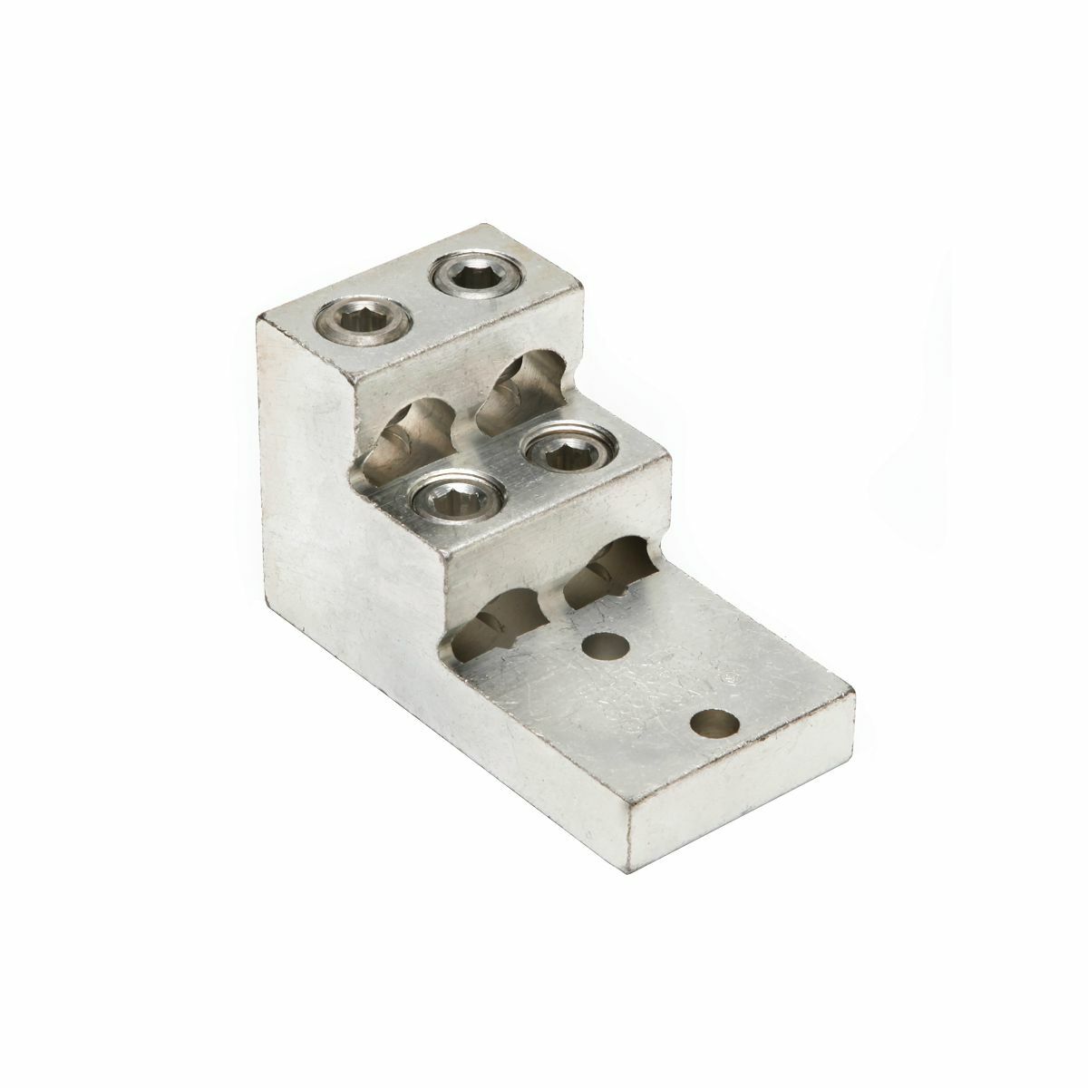 K22A36U2 K22A-U Dual Rated Universal Mechanical Bolted Lug and Terminal, 2 AWG to 600 kcmil Copper/Stranded Aluminum Conductor, 3/8 in Stud, 4 Bolt Holes, Aluminum