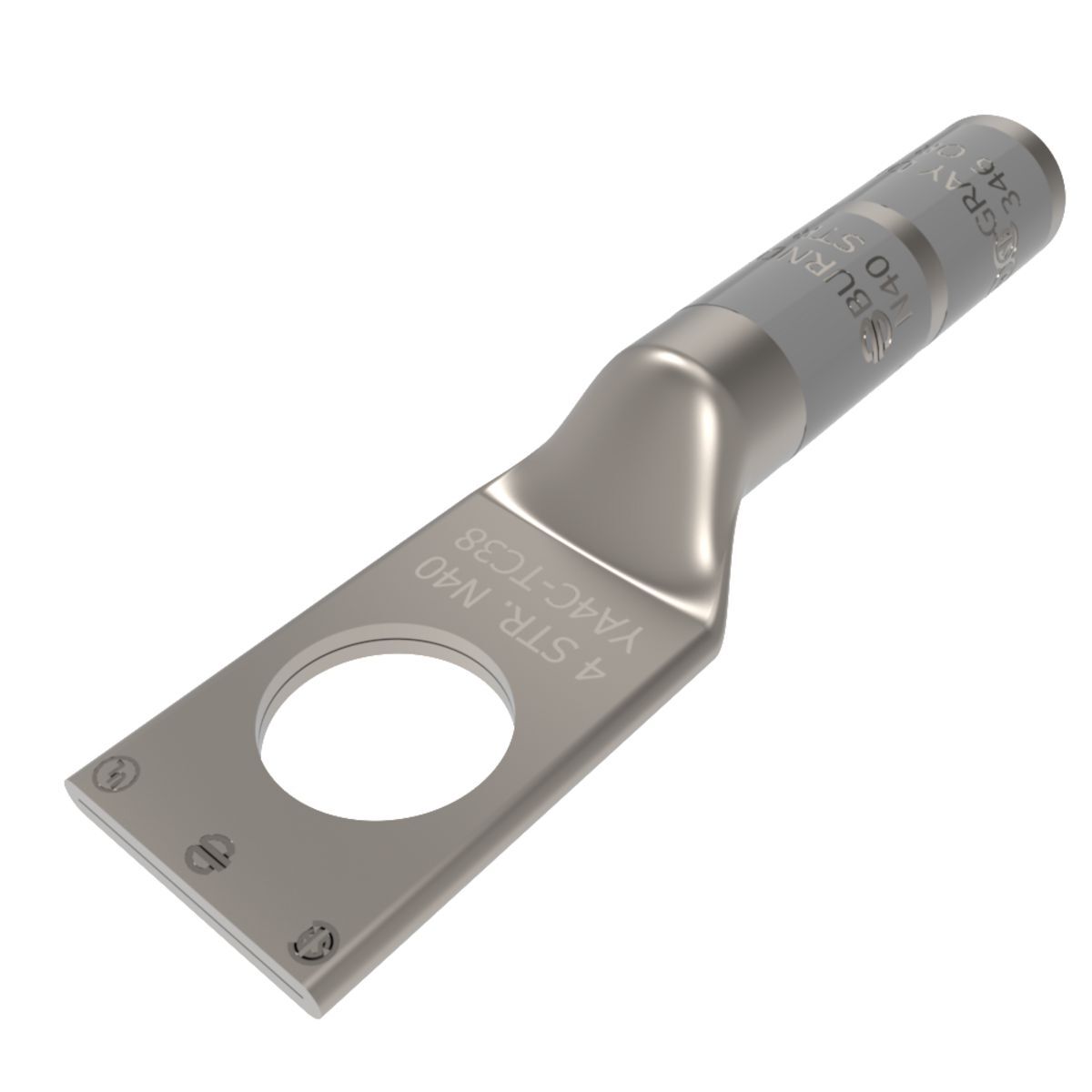 YA4C YA Series 1-Hole Uninsulated Compression Lug, 4 AWG Stranded Copper Conductor, Die Code: 8/346, 1/4 in Stud, Tin Plated Copper