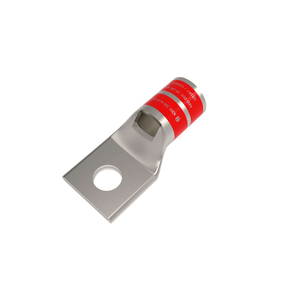 YA31L YA-L 1-Hole Compression Lug With Inspection Window, 350 kcmil Stranded Copper Conductor, Die Code: 18, 1/2 in Stud, Copper