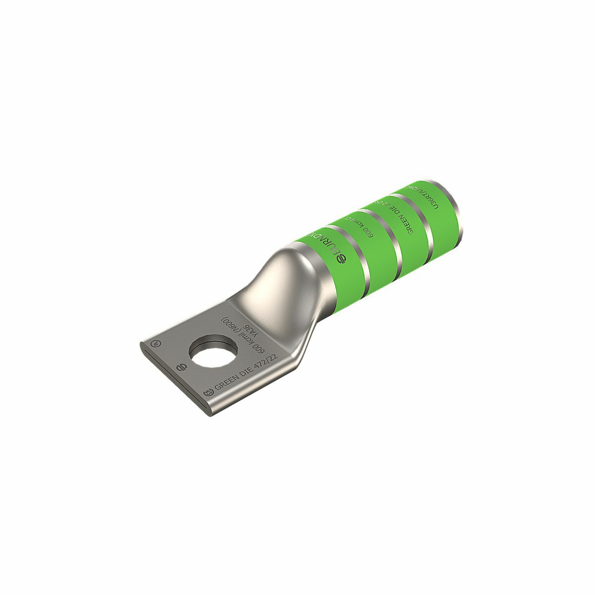 YA36 YA Series 1-Hole Uninsulated Compression Lug, 600 kcmil Stranded Copper Conductor, Die Code: 22/472, 5/8 in Stud, Tin Plated Copper