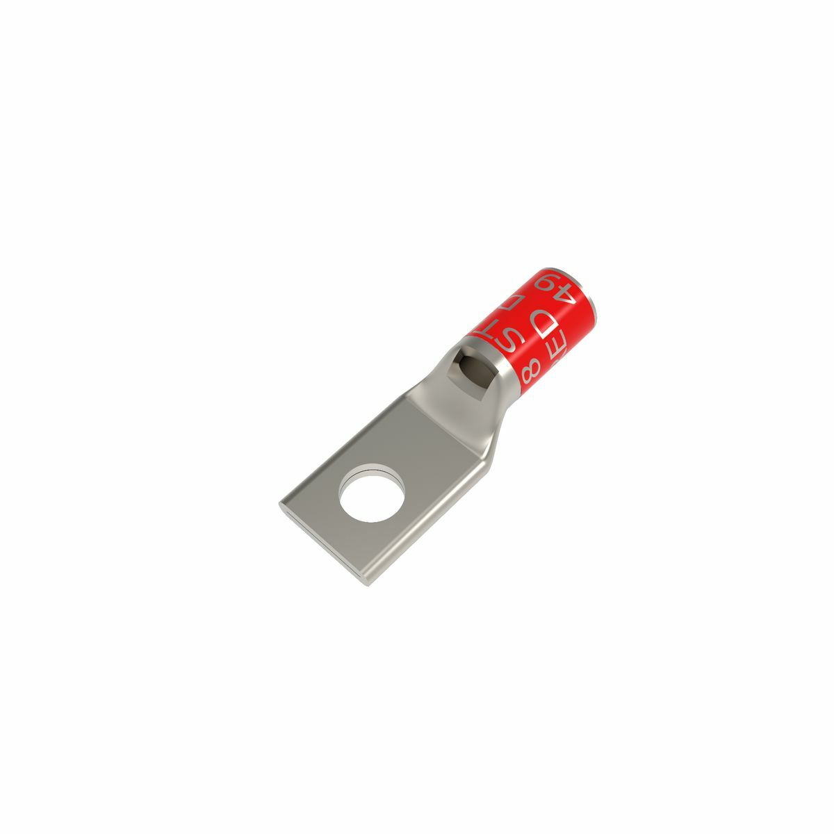 YA8CL1BOX YA-L 1-Hole Compression Lug With Inspection Window, 8 AWG Flexible/Solid/Stranded Copper Conductor, Die Code: 49, 1/4 in Stud, Copper