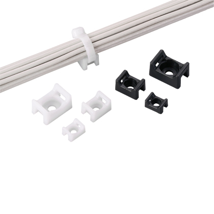 TM1S6-C0 Flame-Retardant Low Profile Weather-Resistant Cable Tie Mount, Threaded Mount, 0.098 in W Tie, Nylon 6.6/Polyamide, Black