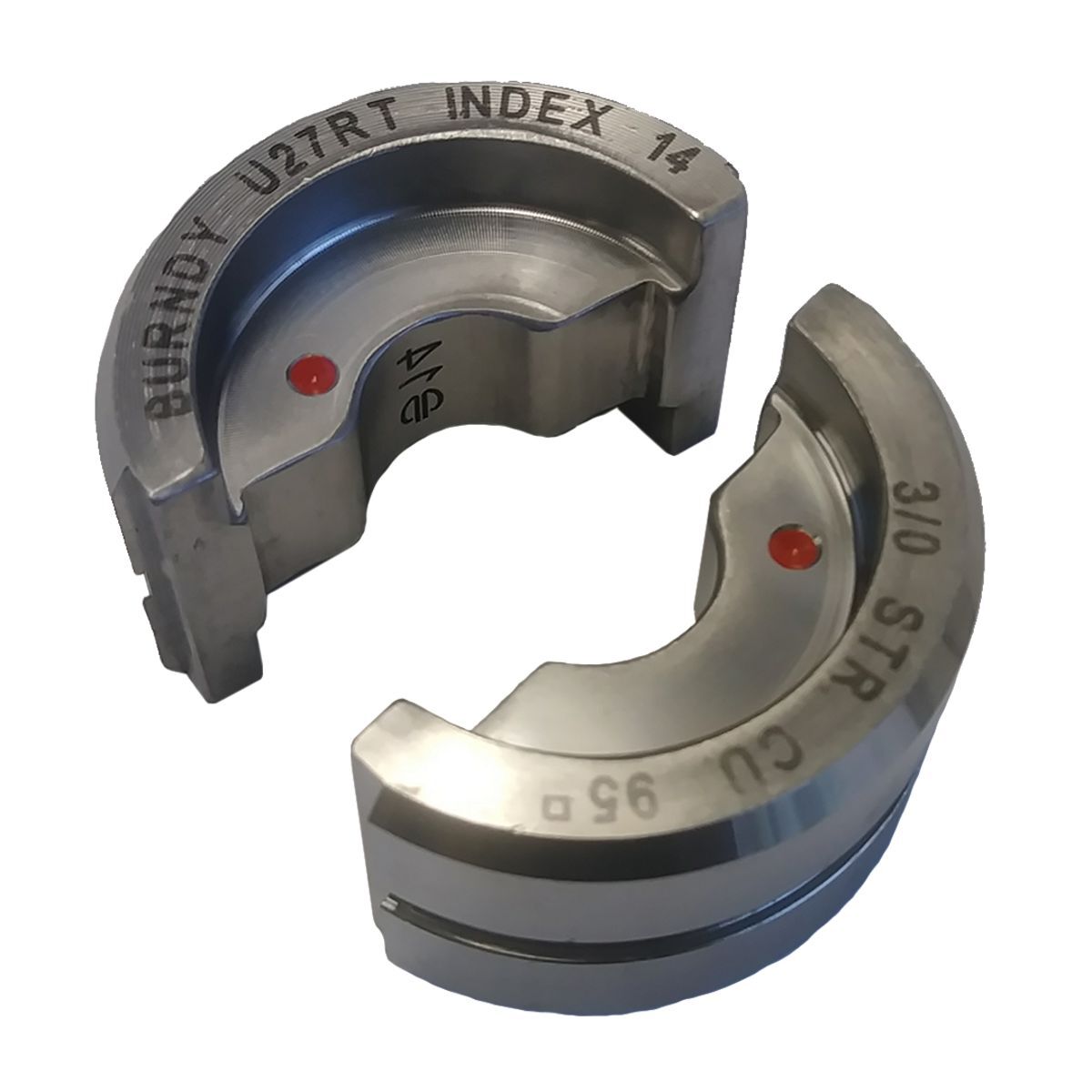 U27RT Style U Circular Butting Twin Crimping Die, 3/0 AWG Copper Cable, Stainless Steel
