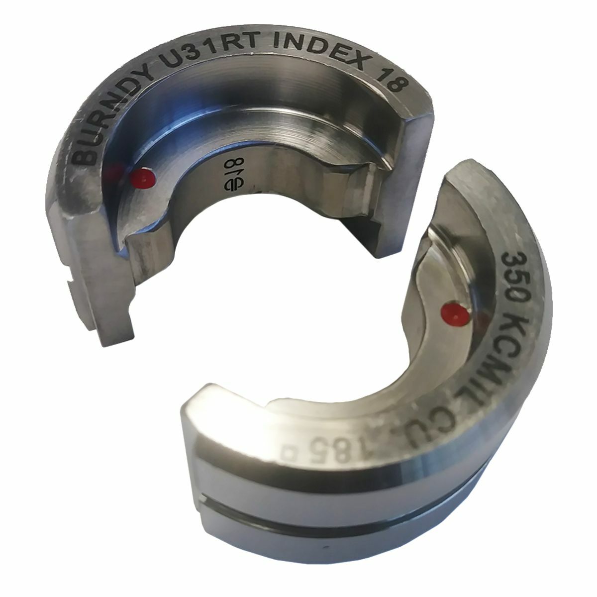 U31RT Style U Circular Butting Twin Crimping Die, 350 kcmil Copper Cable, Stainless Steel