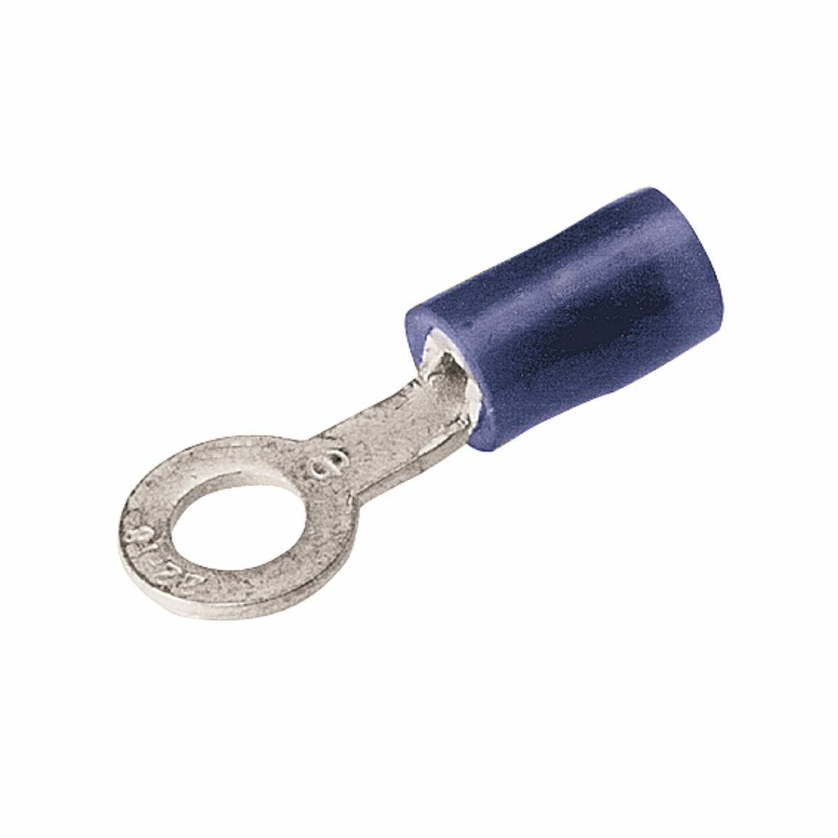 TN1410 TN Series Type TN Insulated Ring Terminal, 16 to 14 AWG Conductor, 0.89 in L, Brazed Seam/Deep V-Groove Serrated Barrel, Electrolytic Copper, Blue
