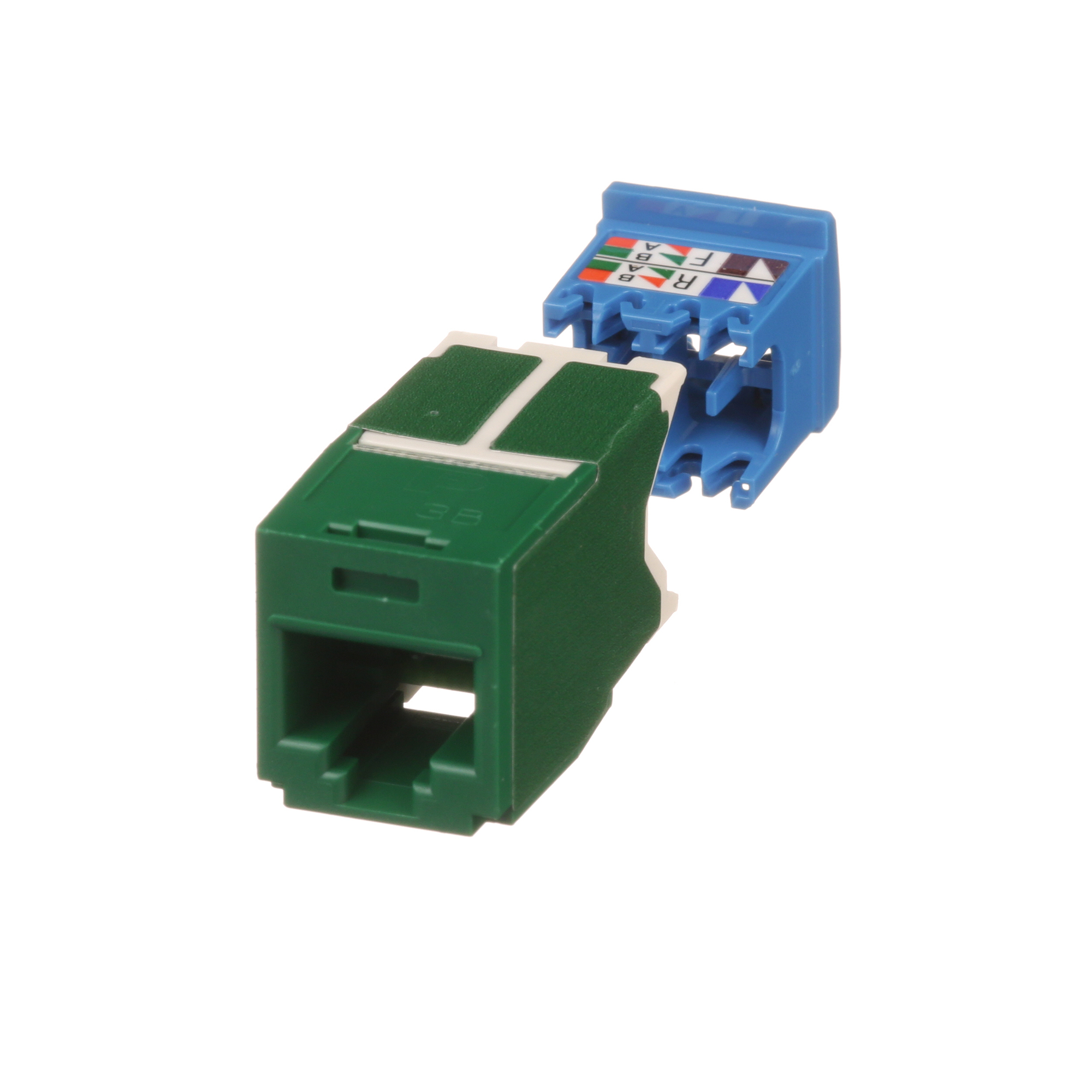 CJ6X88TGGR 10Gig PanNet TX6A 8-Position 8-Wire Universal TG Style Unshielded Jack Module, Cat 6A RJ45/Mini-Com Module, 1 Port, ABS/Polycarbonate, Green