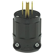 5266-B Cable Mount Grounding Straight Blade Plug, 125 V AC, 15 A, 2 Poles, 3 Wires, Black