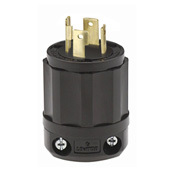 2711-B 3-Phase Grounding Cable Mount Locking Plug, 125/250 V AC, 30 A, 3 Poles, 4 Wires, Black