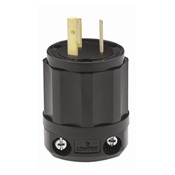 4570-B Cable Mount Grounding Locking Plug, 250 V AC, 15 A, 2 Poles, 3 Wires, Black