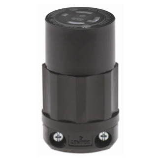 2713-B 3-Phase Cable Mount Grounding Locking Connector, 125/250 V AC, 30 A, 3 Poles, 4 Wires, Black