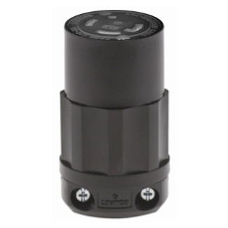 2733-B 3-Phase Cable Mount Grounding Locking Connector, 480 V AC, 30 A, 3 Poles, 4 Wires, Black