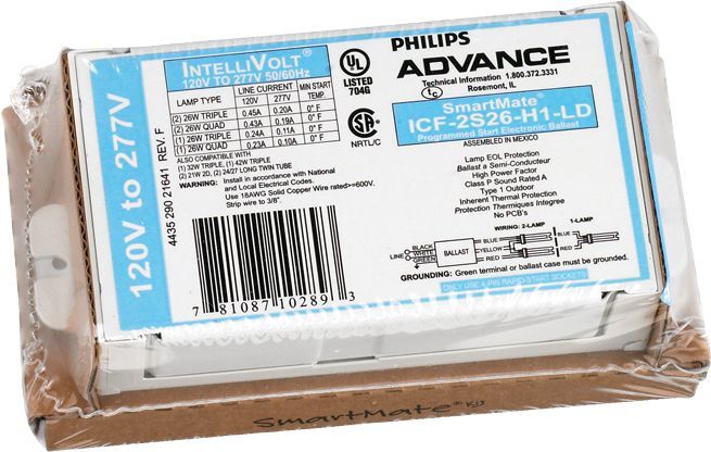 ICF2S42M2LDK Electronic Compact Fluorescent Ballast, Programmed, 0.97 Ballast Factor, 2 Lamps, 50-60 Hz, 120-277V, 42W