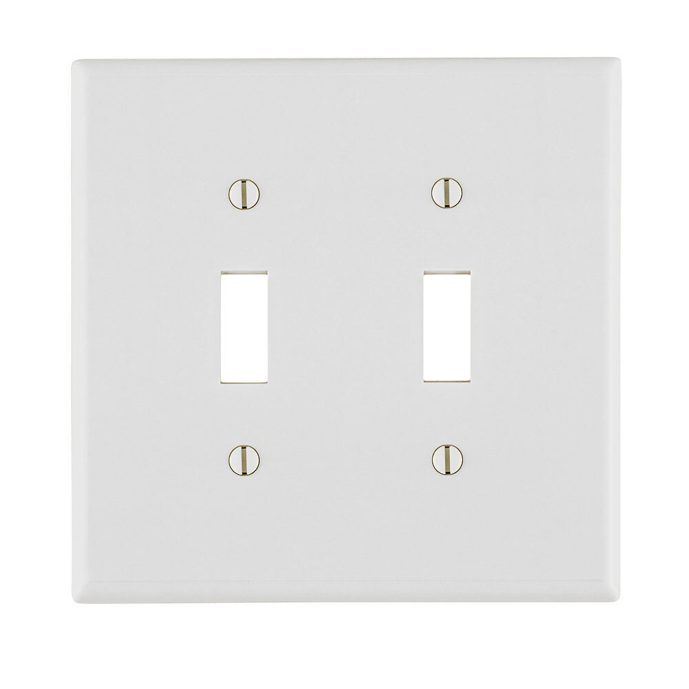 88009 Standard Size Wall Plate, 2 Gangs, 4.56 in W x 4.5 in H, Thermoset, White