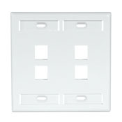 42080-4WP QuickPort Standard Size Wallplate With ID Window, 2 Gangs, 4-5/8 in W, Plastic, Surface Mount