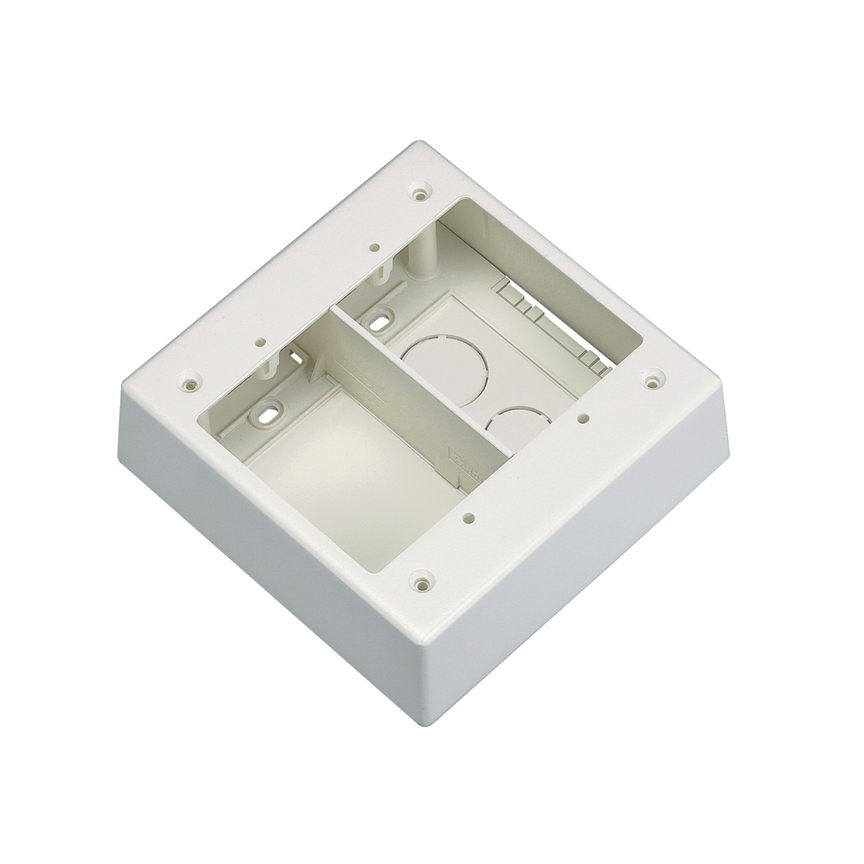 JBP2SIW 2-Gang 2-Piece Power Rated Outlet Box, 5.05 in L x 5.05 in W x 1.62 in H, PVC, Off-White
