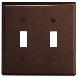 85009 Standard Size Wall Plate, 2 Gangs, 4.56 in W x 4.5 in H, Thermoset, Brown