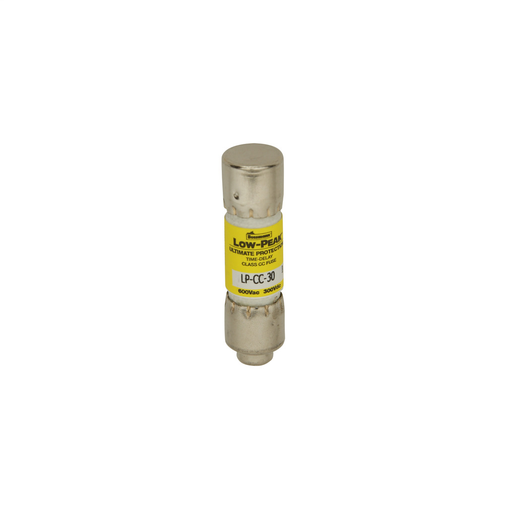 Eaton Bussmann series LP-CC fuse, Current-limiting time-delay fuse, Rejection style, 1.5 A, Dual, CC, Non-indicating, Ferrule end x ferrule end, 12 sec at 200%, 20 kAIC at 300 Vdc,200 kAIC at 600 V, Melamine tube, 10, 600 V, 300 Vdc