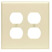 PJ82-E Midway Size Wall Plate, 2 Gangs, 4.94 in W x 4.875 in H, Thermoplastic, Black