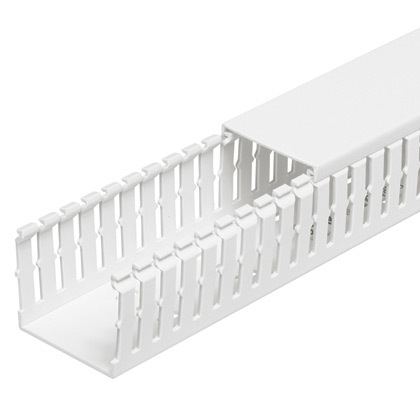 MC25X75WH2 Panduct Type MC Metric Wiring Duct With DIN 43659 Mounting Holes, 0.19 in Narrow Slot Slot, 0.97 in W x 2.35 in D, PVC