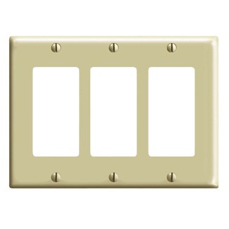 PJ263-I Midway Sizes Wall Plate, 3 Gangs, 6.75 in W x 4.88 in H, Thermoplastic, Ivory