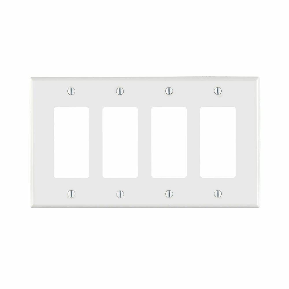 PJ264-W Midway Sizes Wall Plate, 4 Gangs, 8.56 in W x 4.88 in H, Thermoplastic, White